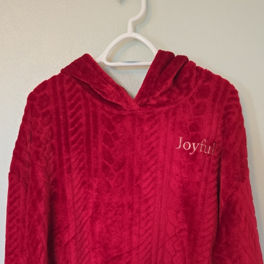 Joyspun | NWT Red Fuzzy "Joyful" Hoodie Size Large